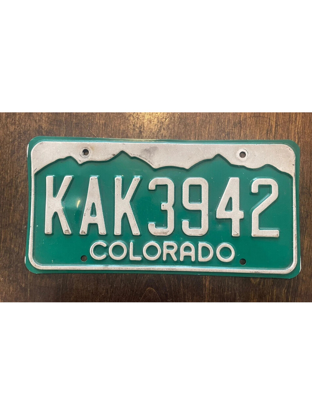 License Plate Colorado USA American Vintage Expired CO State Green KAK 3942
